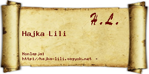 Hajka Lili névjegykártya